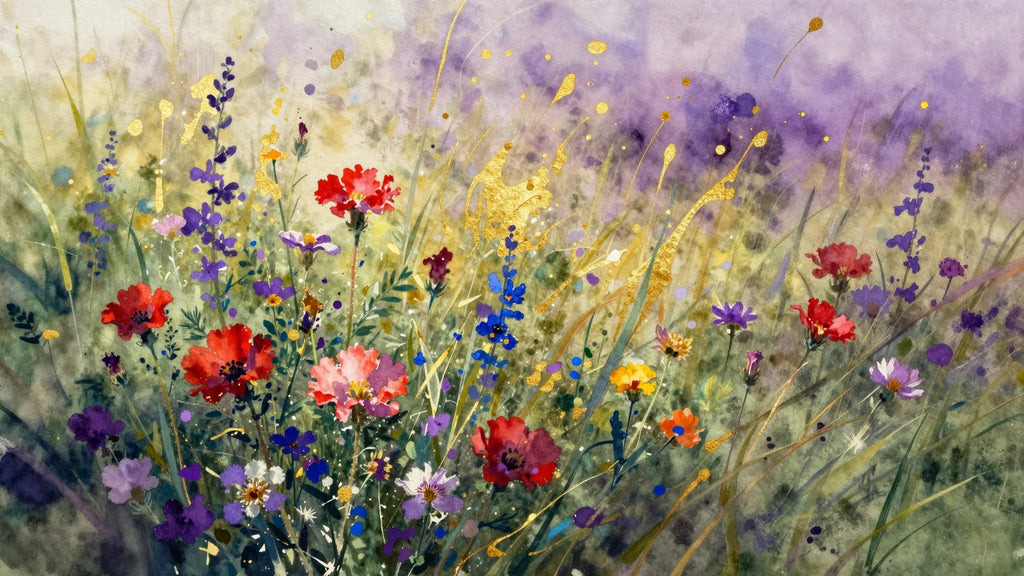 Vivid watercolor wildflower meadow Frame TV art