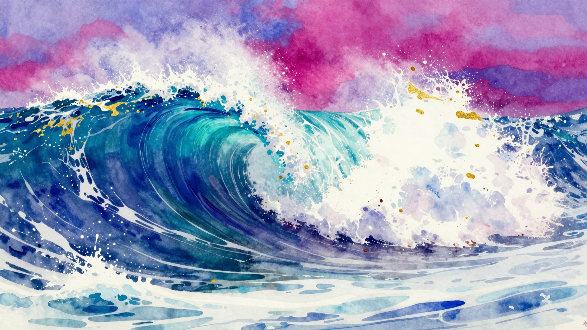Vivid watercolor wave Frame TV art