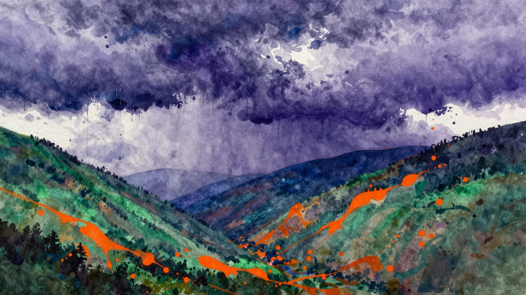 Vivid watercolor stormy valley Frame TV art