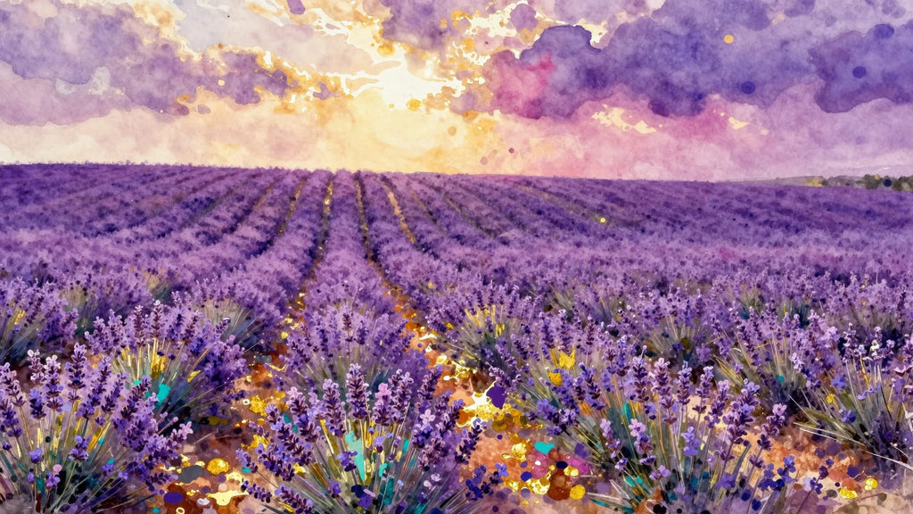 Vivid watercolor lavender fields Frame TV art
