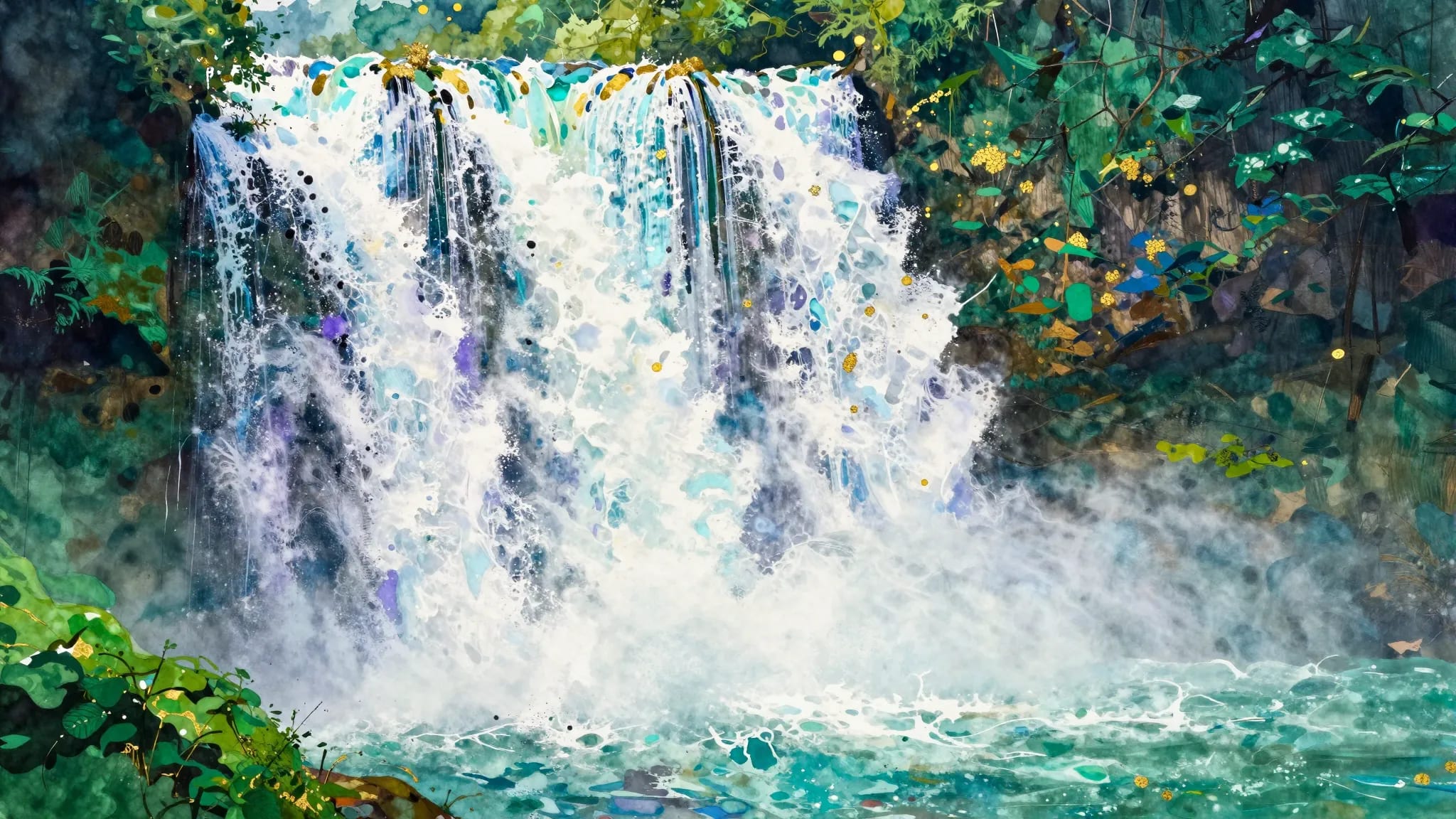 Vivid watercolor waterfall Frame TV art