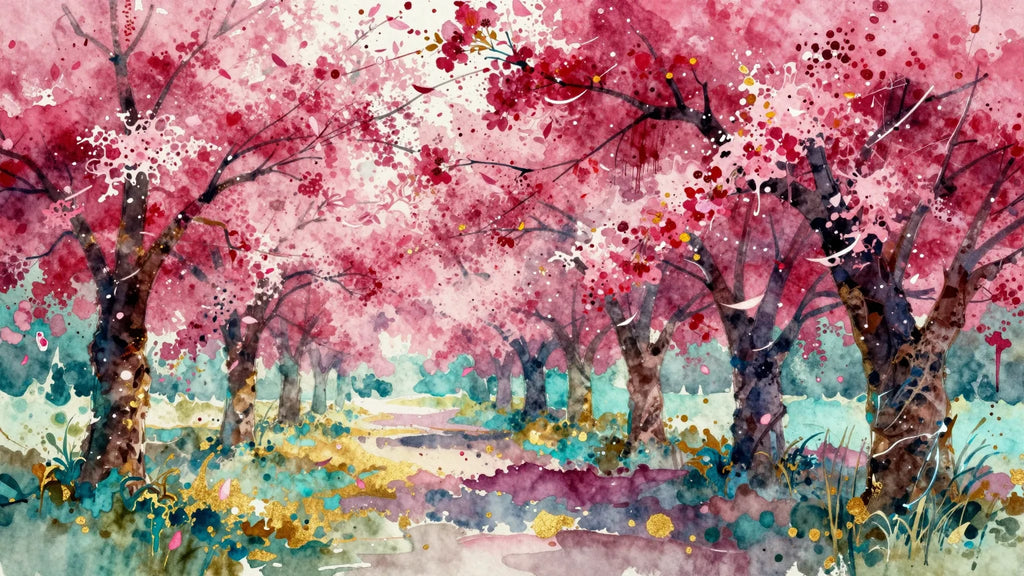 Vivid watercolor cherry blossom Frame TV art