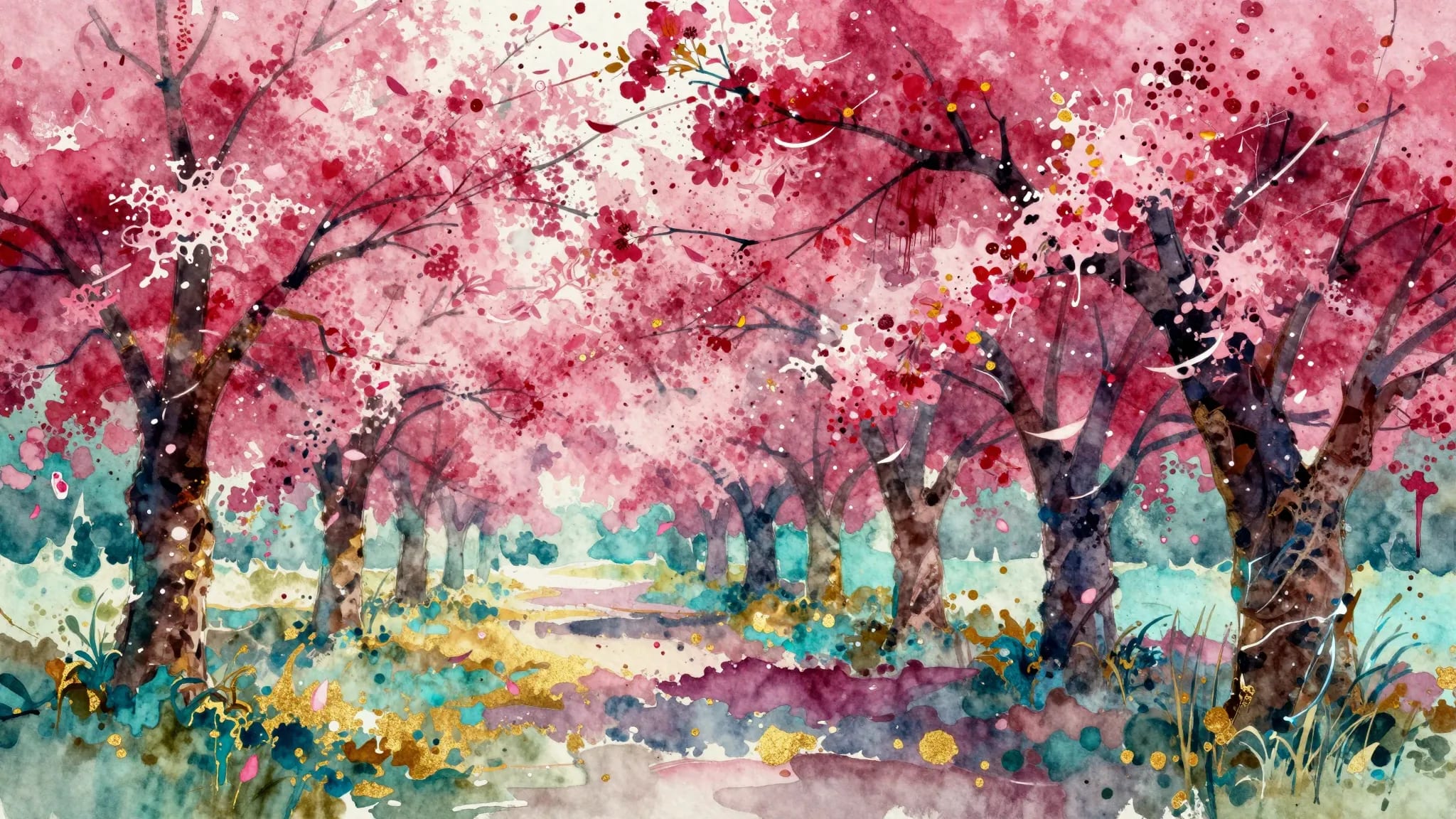Vivid watercolor cherry blossom Frame TV art
