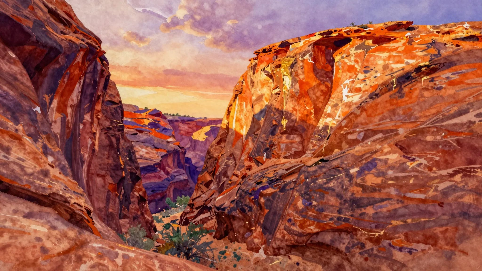 Vivid watercolor desert canyon Frame TV art