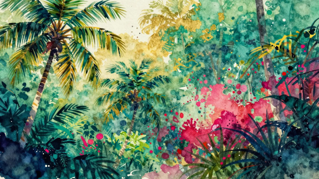 Vivid watercolor tropical landscape Frame TV art