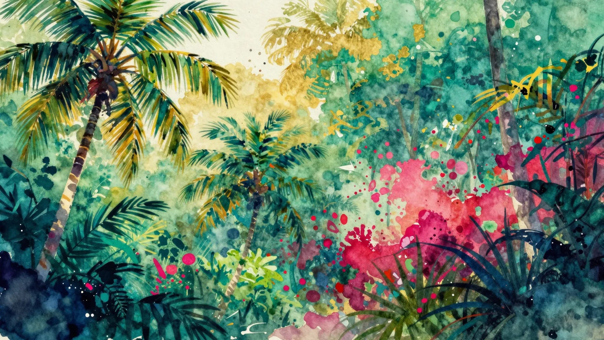 Vivid watercolor tropical landscape Frame TV art