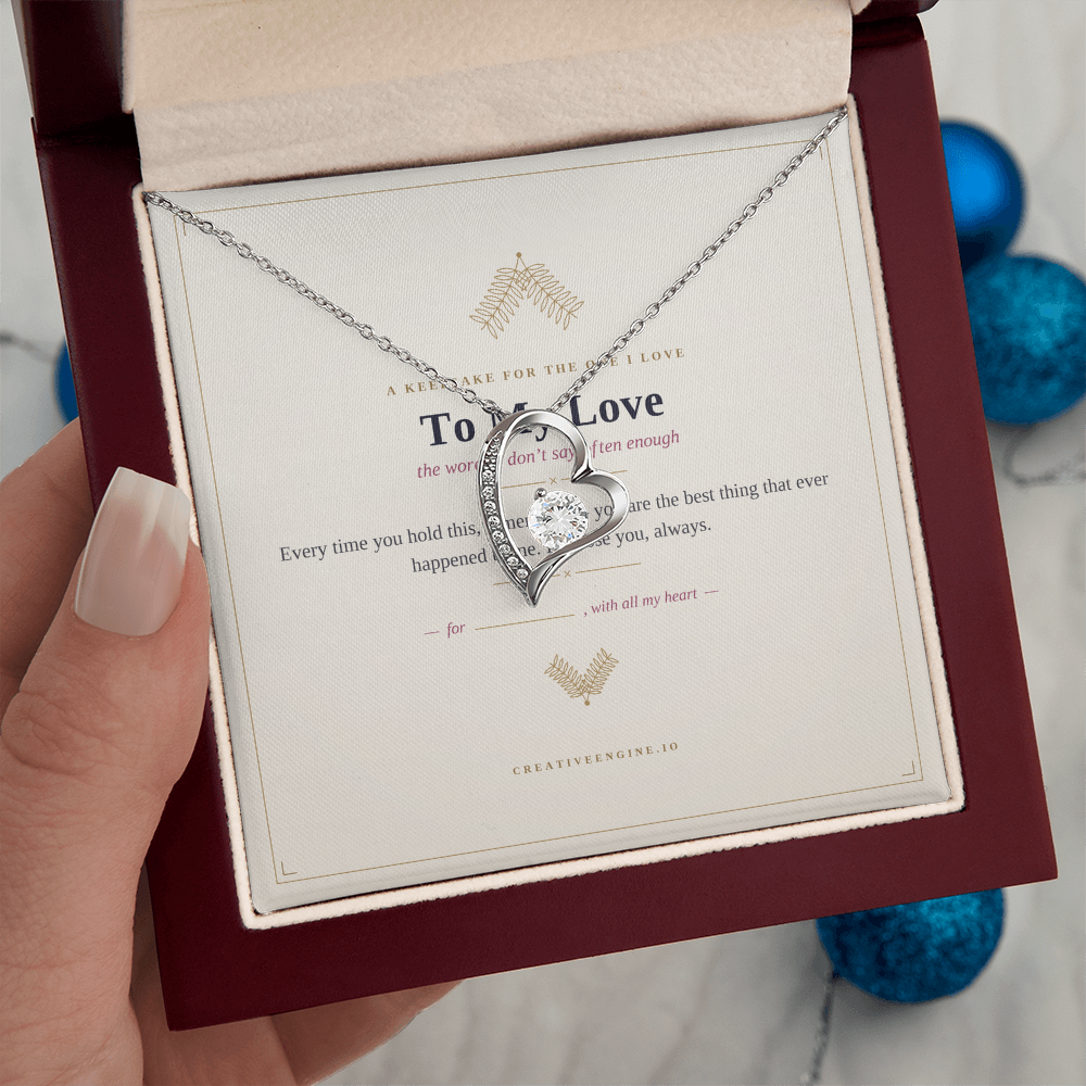 The Keepsake — "To My Love" Heart Necklace with Hand-Illustrated Card