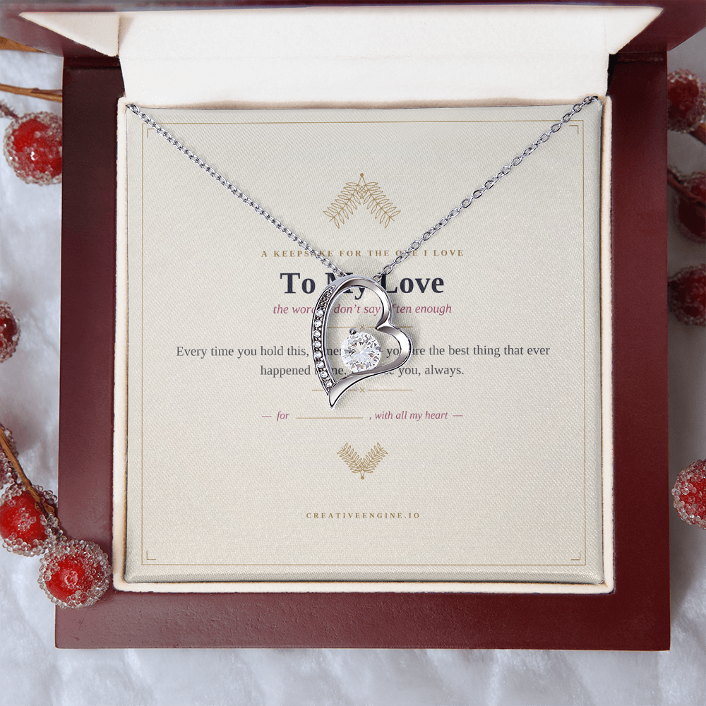 The Keepsake — "To My Love" Heart Necklace with Hand-Illustrated Card