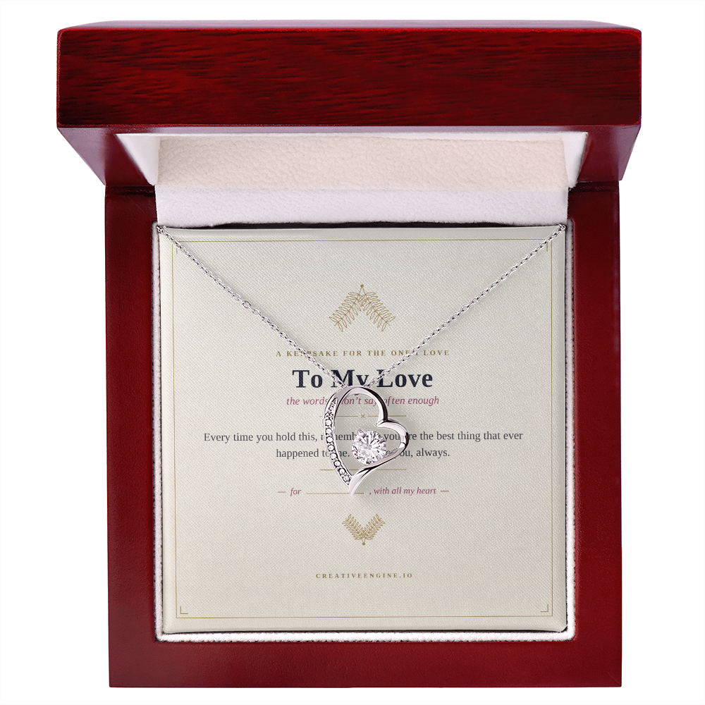 The Keepsake — "To My Love" Heart Necklace with Hand-Illustrated Card