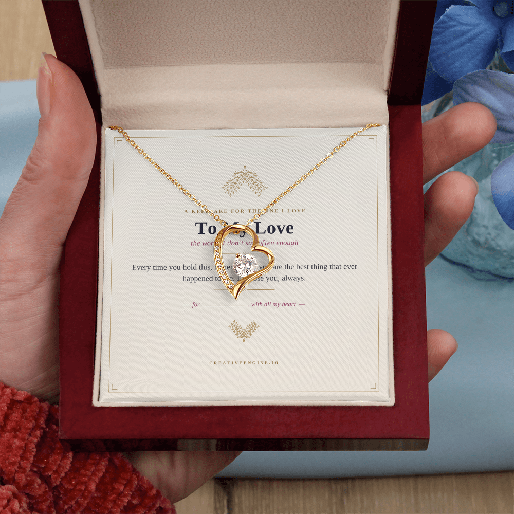 The Keepsake — "To My Love" Heart Necklace with Hand-Illustrated Card