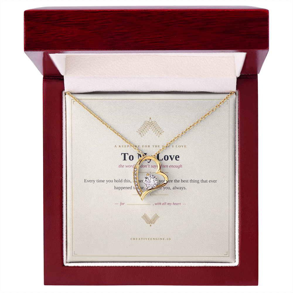 The Keepsake — "To My Love" Heart Necklace with Hand-Illustrated Card