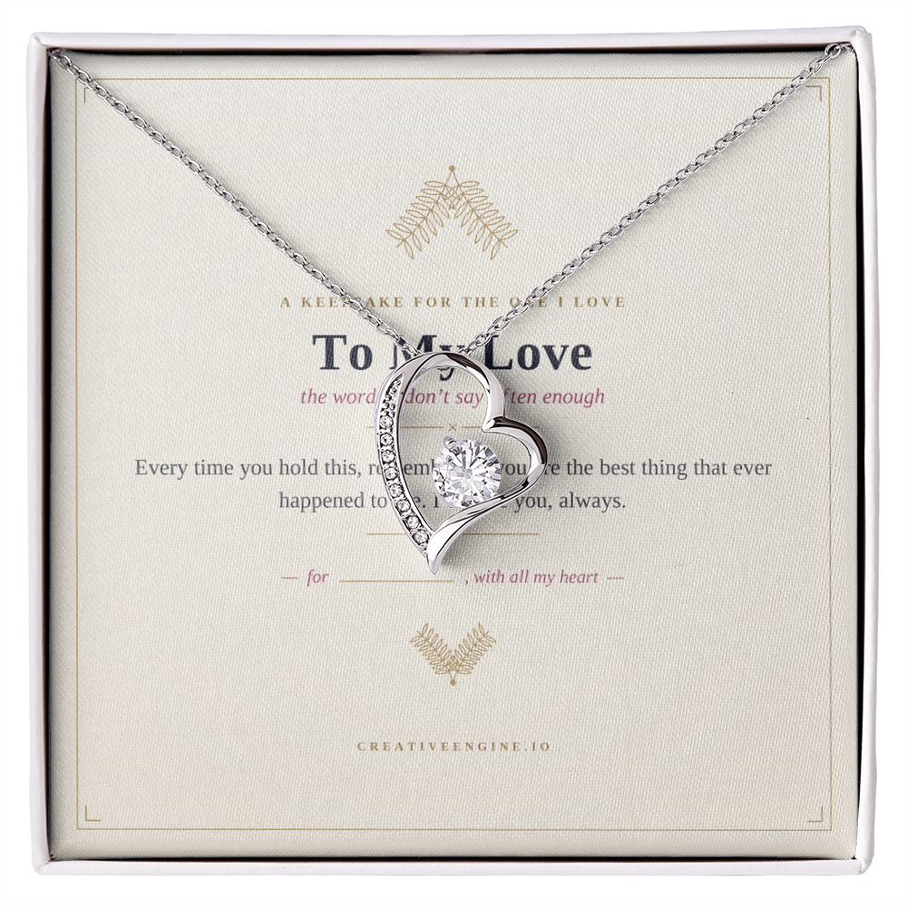 The Keepsake — "To My Love" Heart Necklace with Hand-Illustrated Card