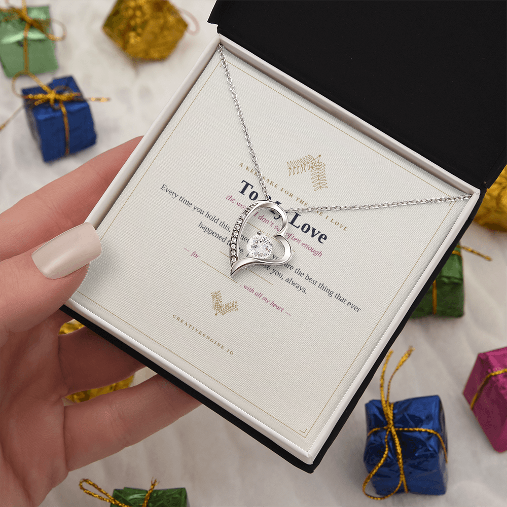 The Keepsake — "To My Love" Heart Necklace with Hand-Illustrated Card