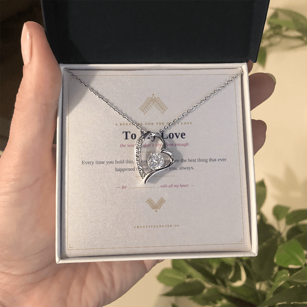 The Keepsake — "To My Love" Heart Necklace with Hand-Illustrated Card