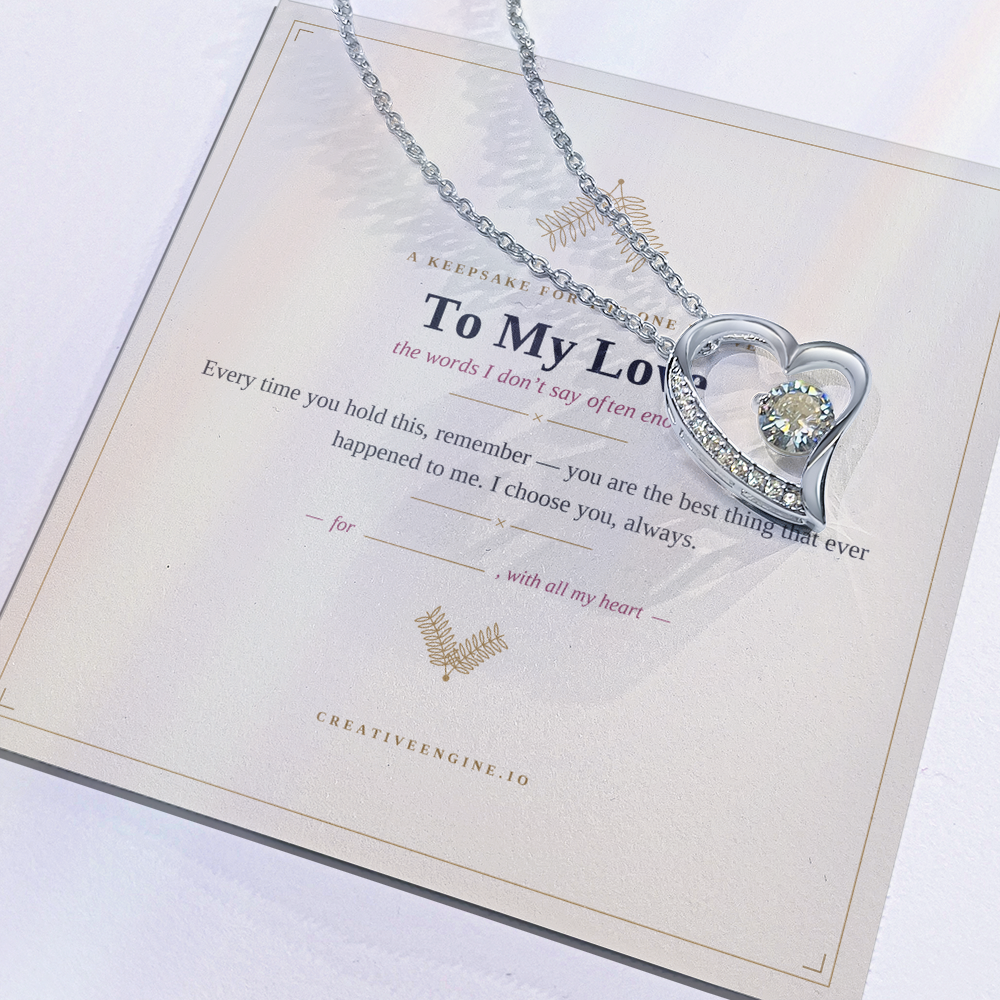 The Keepsake — "To My Love" Heart Necklace with Hand-Illustrated Card
