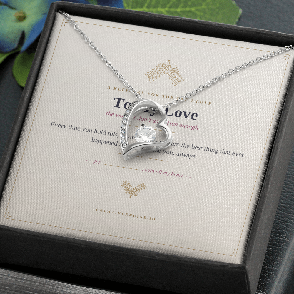 The Keepsake — "To My Love" Heart Necklace with Hand-Illustrated Card