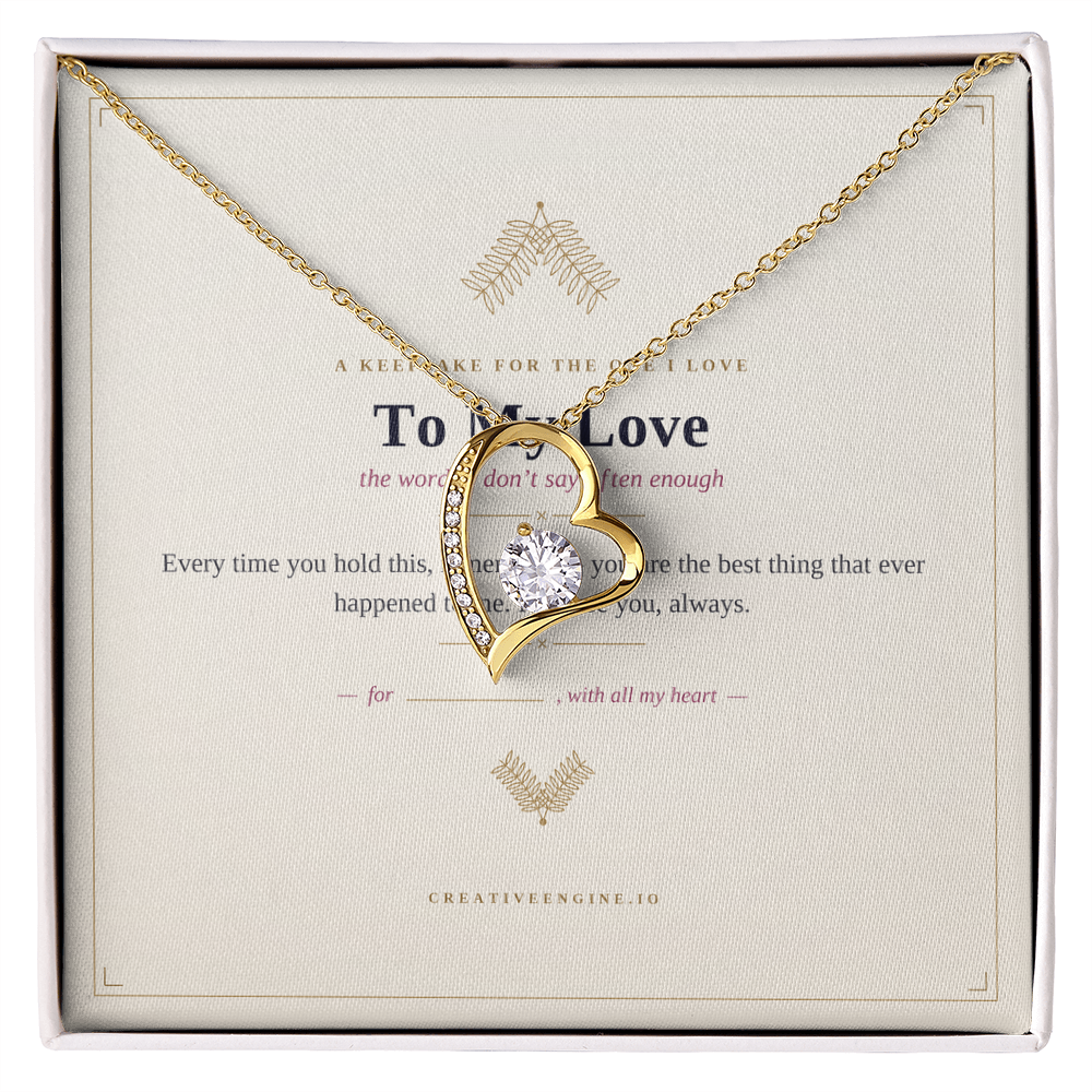 The Keepsake — "To My Love" Heart Necklace with Hand-Illustrated Card