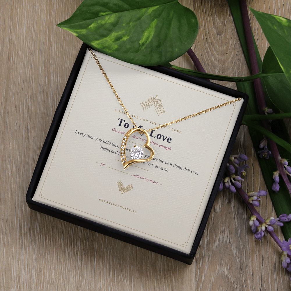 The Keepsake — "To My Love" Heart Necklace with Hand-Illustrated Card