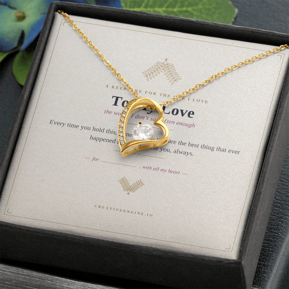 The Keepsake — "To My Love" Heart Necklace with Hand-Illustrated Card