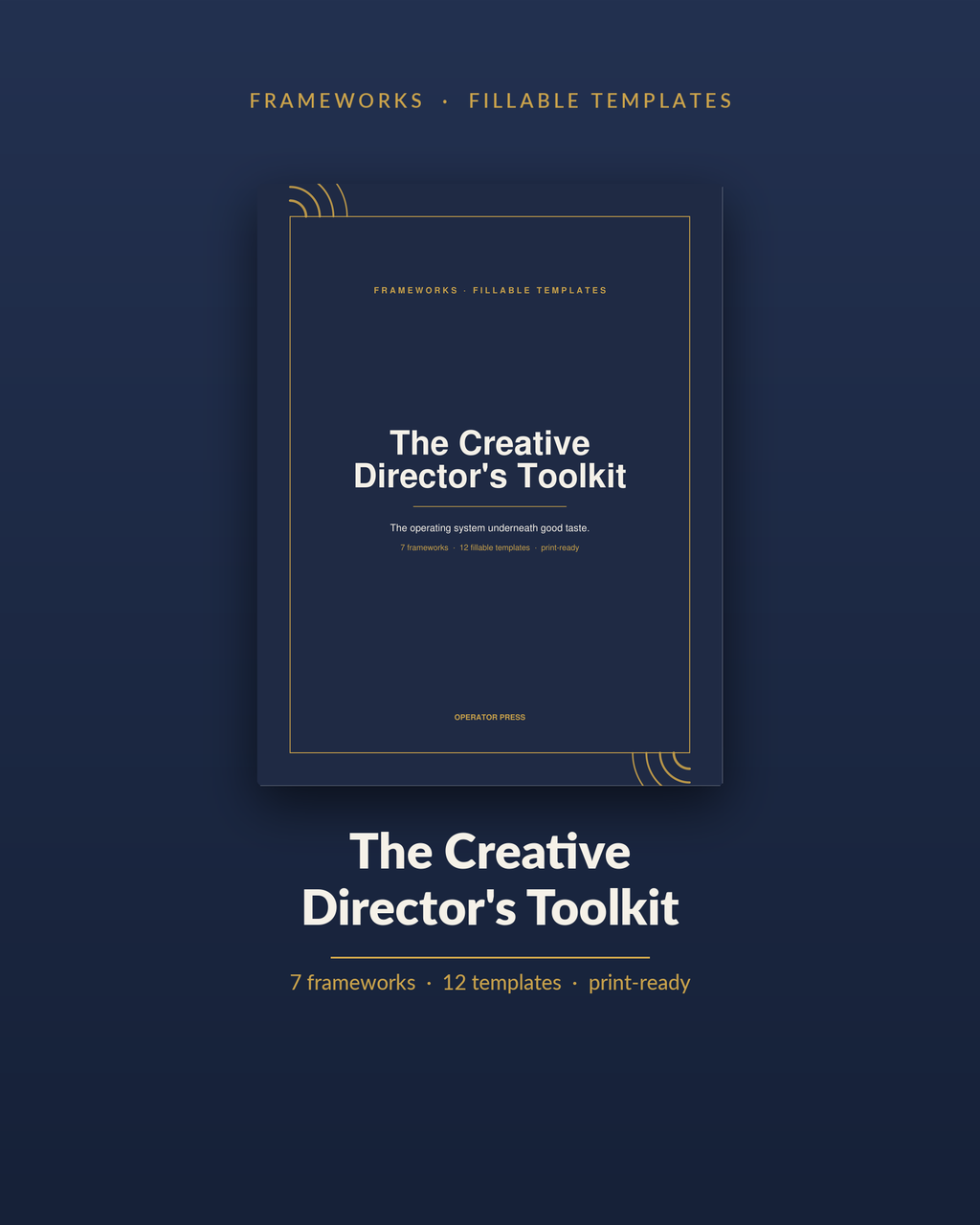 The Creative Director's Toolkit cover — frameworks and fillable templates