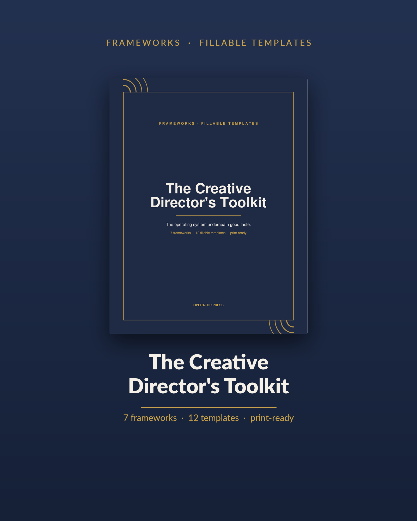 The Creative Director's Toolkit cover — frameworks and fillable templates