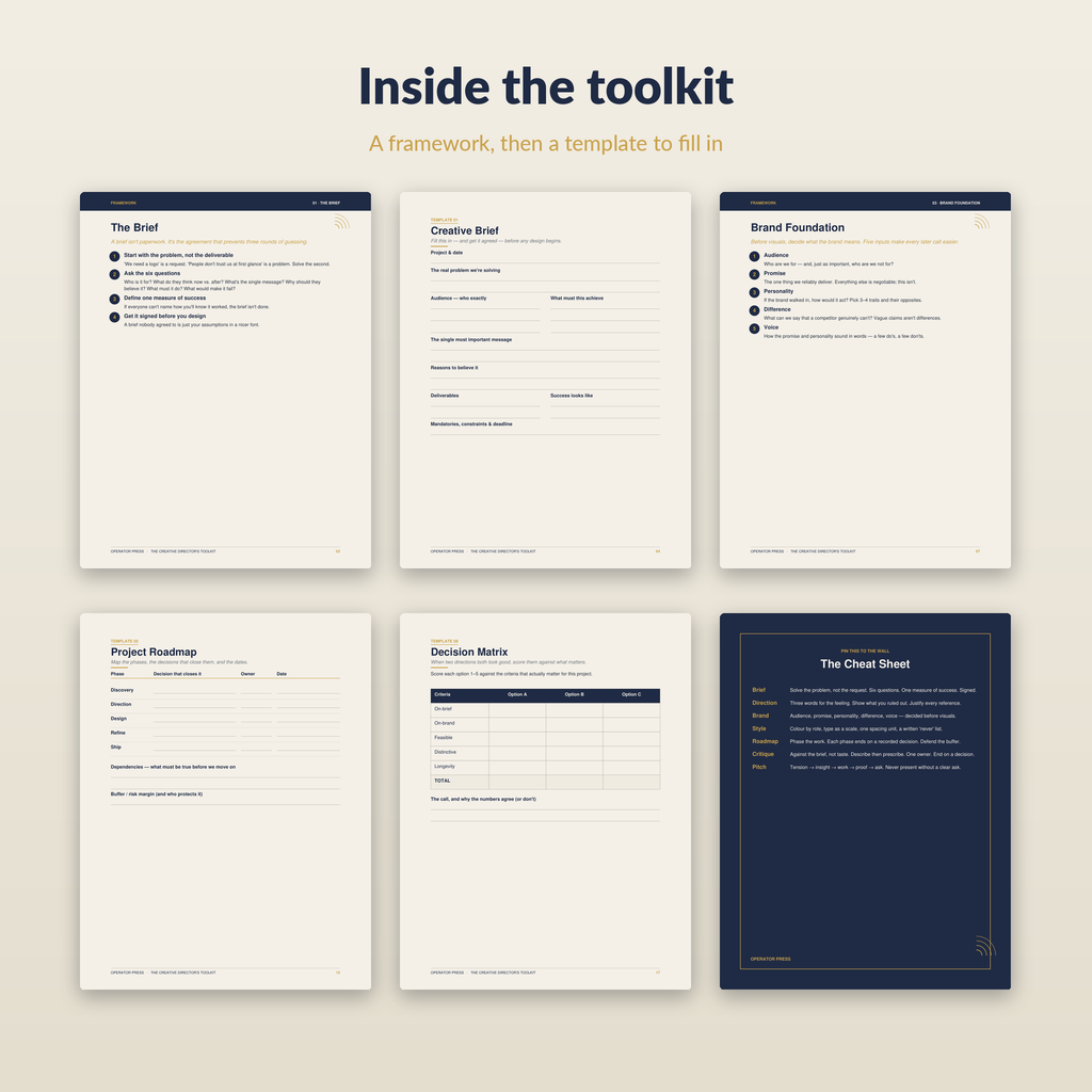 Inside the Creative Director's Toolkit — a framework paired with a fillable template
