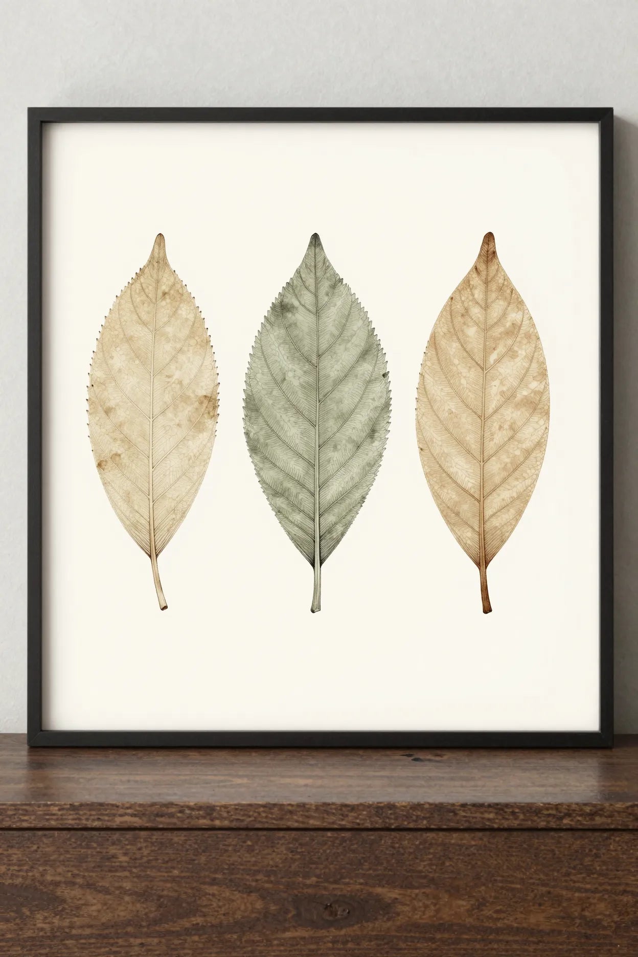 Refined pressed leaves botanical print