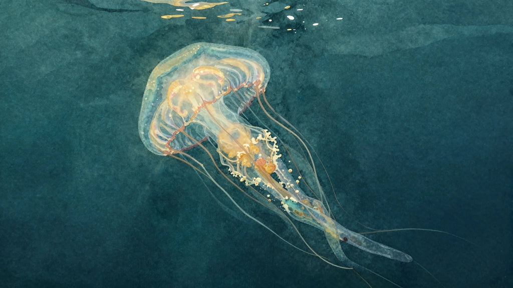 Watercolor moon jellyfish
