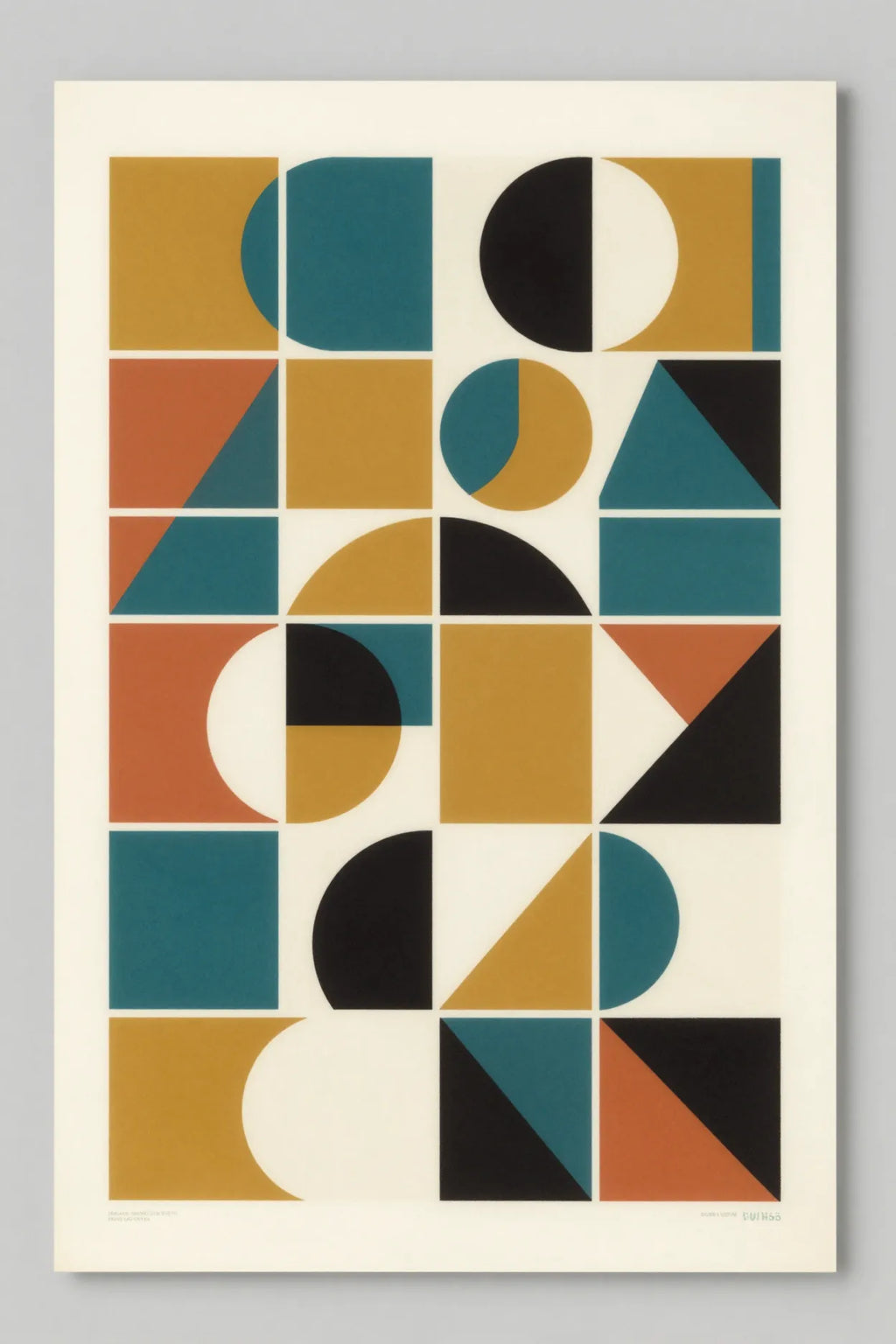 Bauhaus grid of shapes geometric print