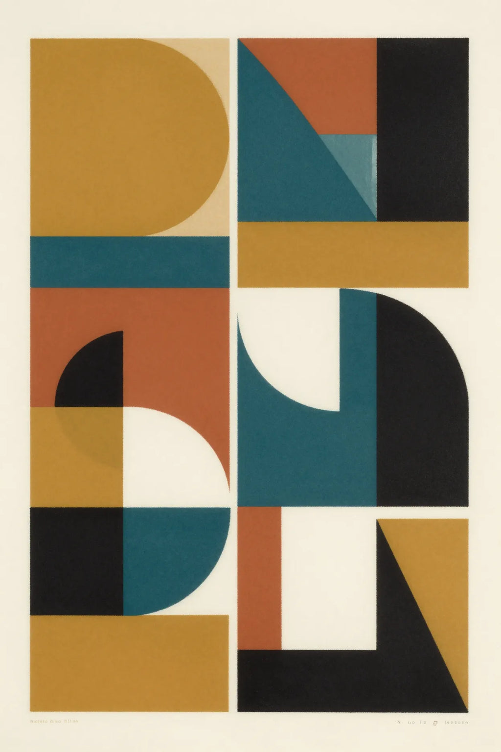 Bauhaus interlocking shapes geometric print