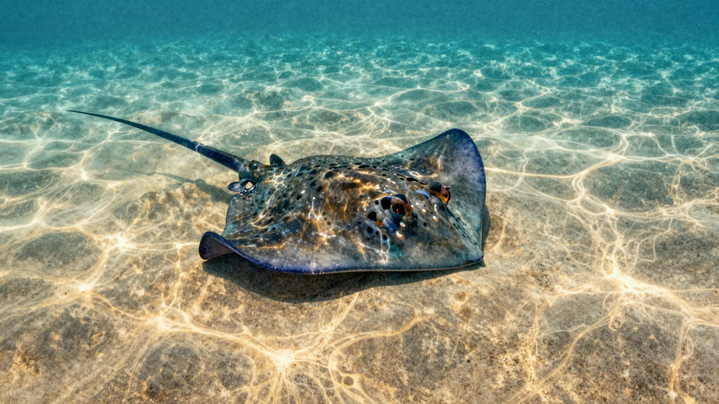 Watercolor spotted stingray
