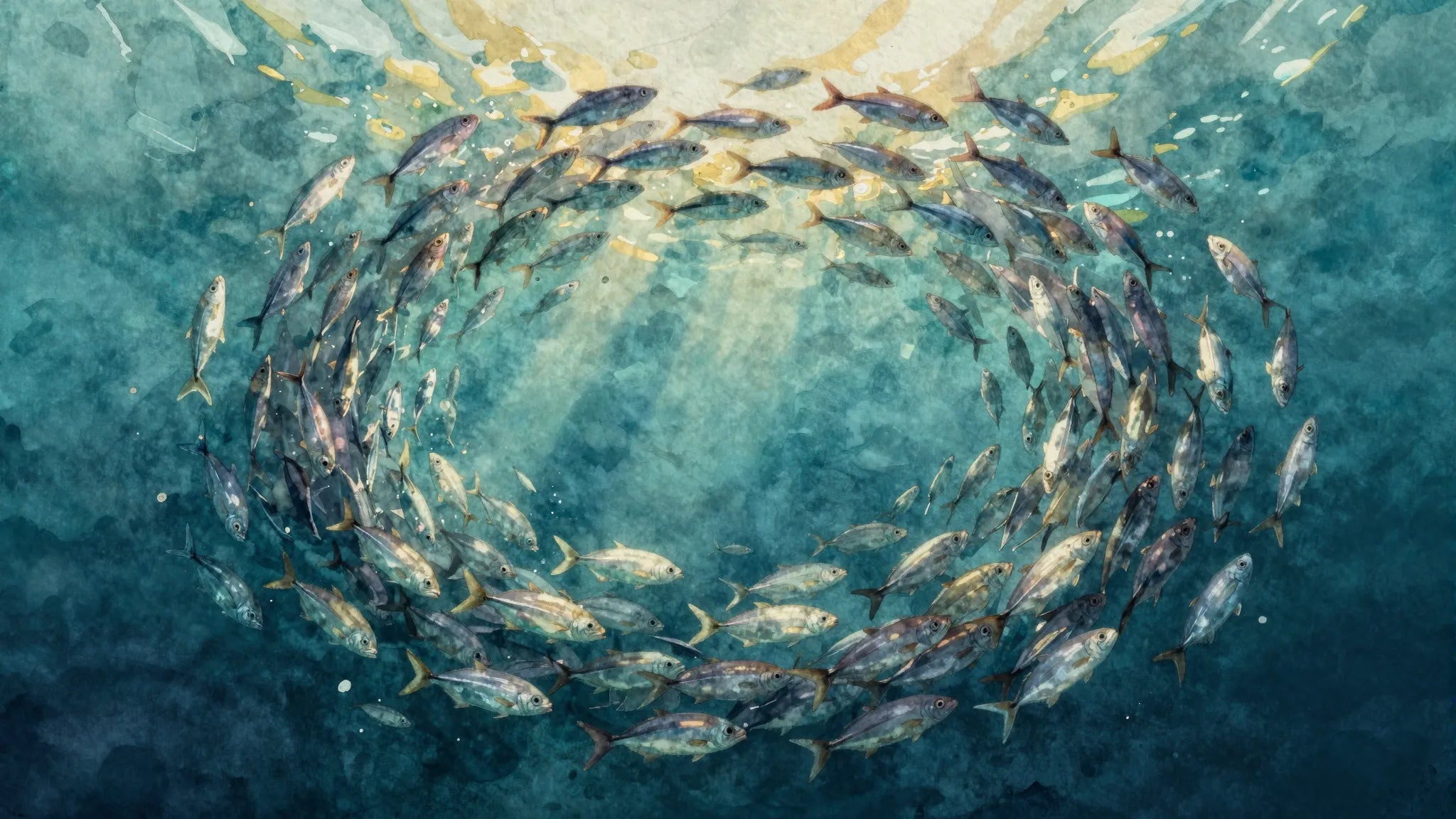 Watercolor school of fish