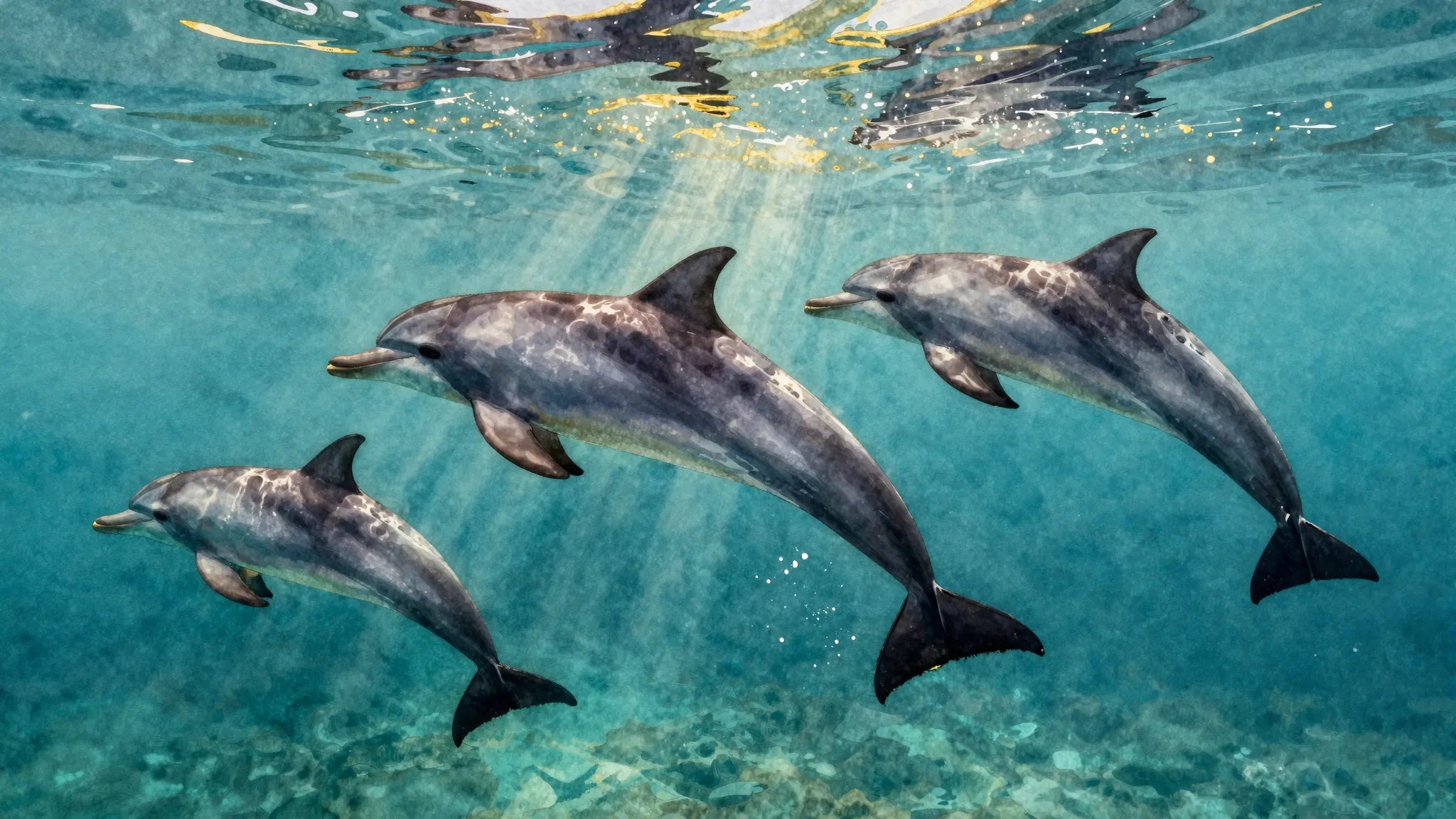 Watercolor dolphins