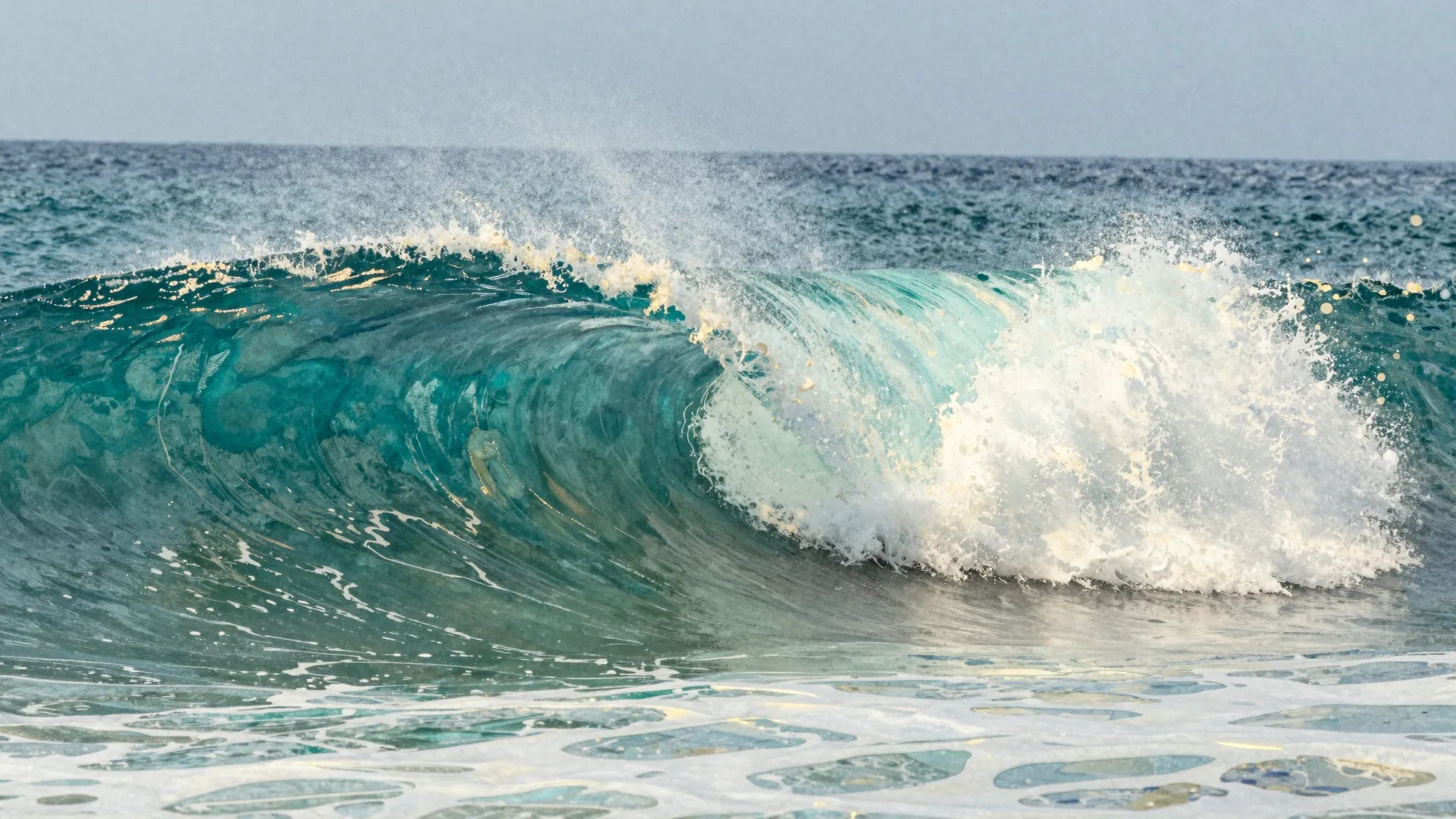 Watercolor cresting wave