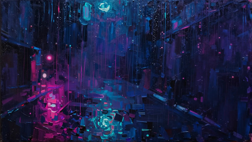 Neon rain on glass Frame TV art