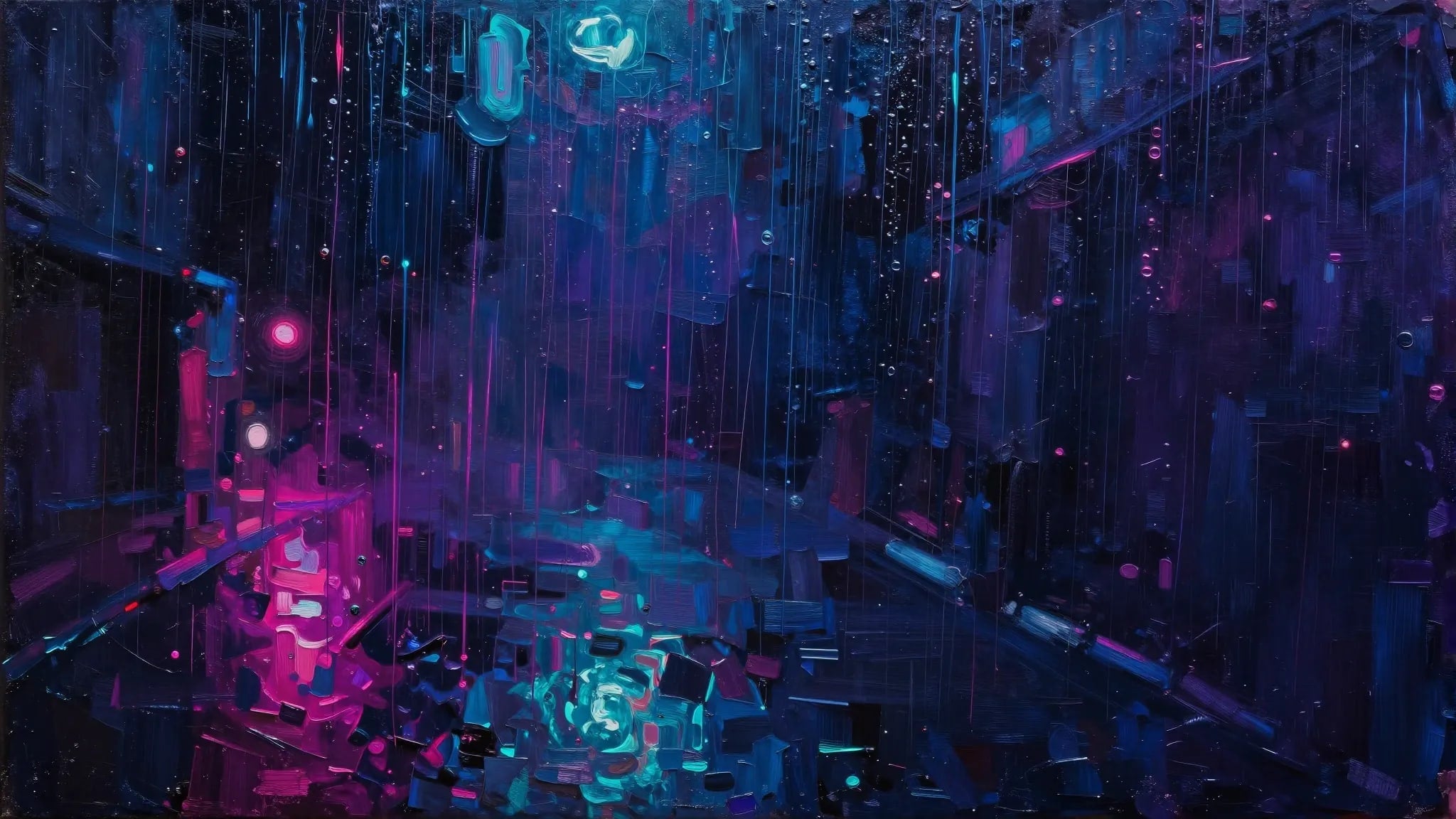 Neon rain on glass Frame TV art