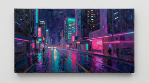 Neon cyberpunk cityscape Frame TV art